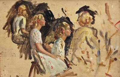 Lot 1635 Munnings Portrait studies of Yvonne Adams estimate 15000 20000