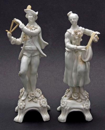 Lot 360 Pair of Lowestoft white glazed figures estimate 4000 6000