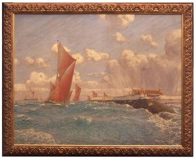Lot 77 Charles Pears Barges Reaching out of Hole Haven Canvey sold for 8200