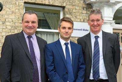 Lovewell Blake Thetford partners Brian Floringer left and David buller right welcome new partner Jamie Norton sm