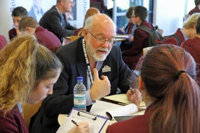 Mentor Ron Mitchell of North Walsham based Chell Instruments takes part in the NWHS speed mentoring event