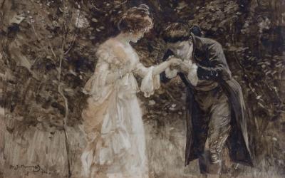 Munnings Romantic Couple pre sale estimate 12000 15000