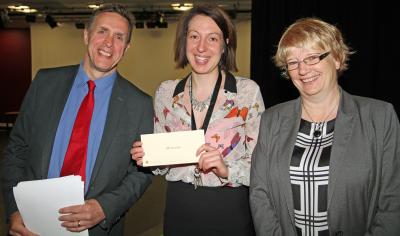 NWHS Teacher of the Year Emma Walker centre with assistant head Paul Clark and head teacher Craoline Brooker