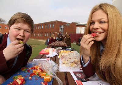 NWHS Year 9 students Zak Reid Clark and Daisy Kerry help judge the Great North Walsham Bake Off