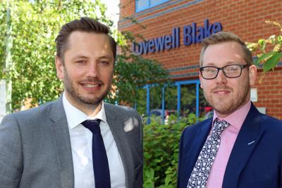 New Lovewell Blake Corporate Finance specialist Ben Anstee right with partner Matt Crawley sm