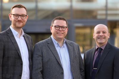 New Lovewell Blake managers Nathan Bowden left and Sean Underwood right with senior partner Mark Proctor