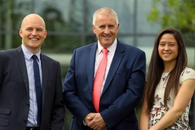 New managers at Lovewell Blake Shaun Davison left and Sophie Palmer with senior partner Paul Briddon sm