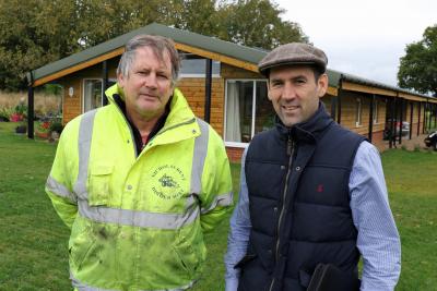 Nick Dent left and Hamish Lampp in front of the converted pig shed at Bunwell