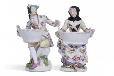 Pair of Meissen bouquetiere figures estimate 3500 4500