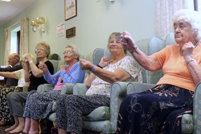 Residents at Heather Barrow Court in Fakenham taking part in the seated aerobics class 1