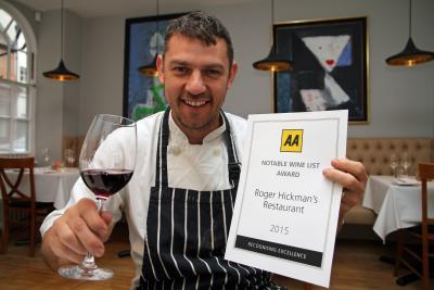 Roger Hickman with the AA Notable Wine List award