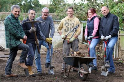 Some of the Victory volunteers hard at work at Glebe Court North Walsham