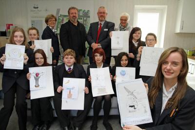 Students from Nicholas Hamond Academy with their artwork ideas at Swans Nest in Swaffham