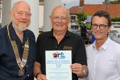 Swaffham Rotary president Malcolm Whittley left SVAF co ordinator Stephen Ward centre and Marc Knighton of Keys sm