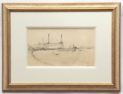 Tanker at Greenwich by L.S. Lowry sold for 14500