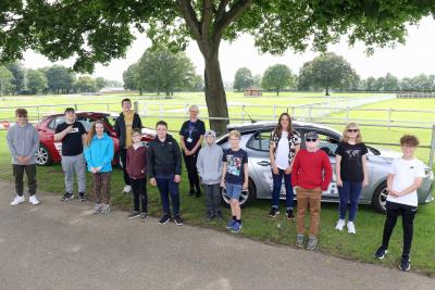 The 12 visually impaired youngsters taking part in the Young Drivers day with Barbara Dunn from Vision Norfolk sm