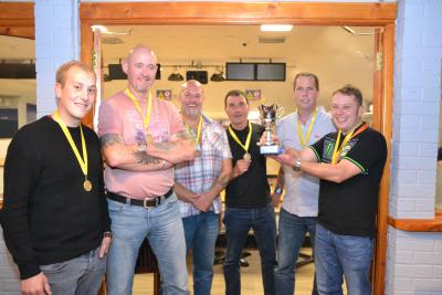 The winning team from Kerslake Construction at the Lovewell Blake charity bowling evening