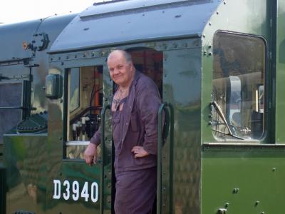 Tony Lambert pictured on the footplate of a locomotive on the North Norfolk Railway