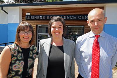 Vicky Webber of Lovewell Blake centre with Rachel Clarke and Greg Dewar of Thorpe St Andrew School