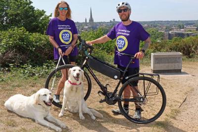 Vision Norfolk staff Barbara Dunn and Chris Linstead launch the charitys 220 Challenge sm