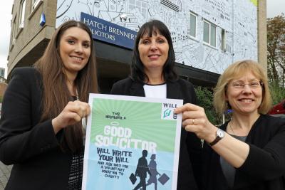 from left Hayley Mortlock Dawn Slade and Kay Eke of Hatch Brenner launch the firms 2016 Will Aid campaign