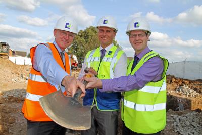 from left Norman Lamb MP Chris Dove director of Dove Jeffrey Homes John Archibald chief executive of Victory Housing Trust